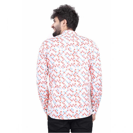 Generic Men's Cotton Blended Printed Full Sleeve Short kurta (Multicolor)