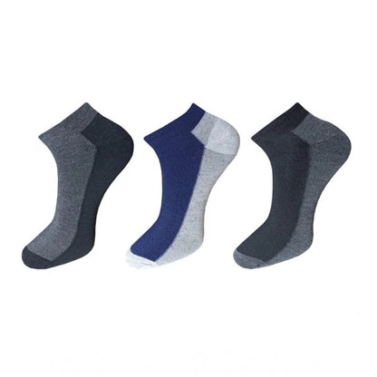 Generic 3_Pair Set Unisex Casual Cotton Solid Ankle Length Socks (Multicolor)