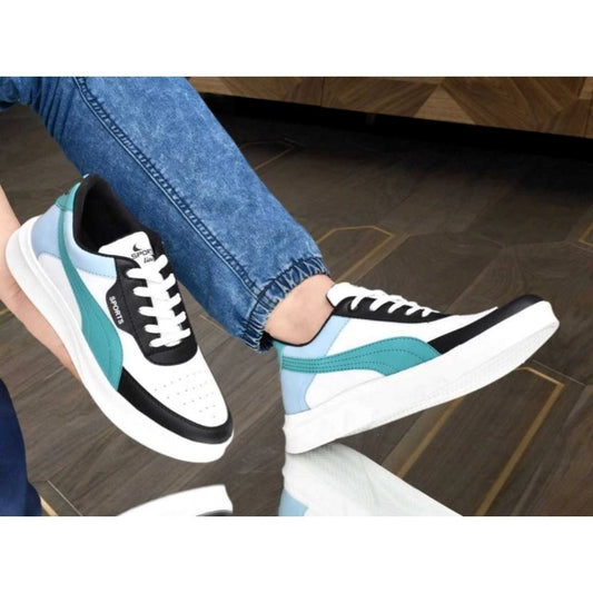 Generic Men's Casual Synthetic Solid Lace-Up Shoes (Blue)