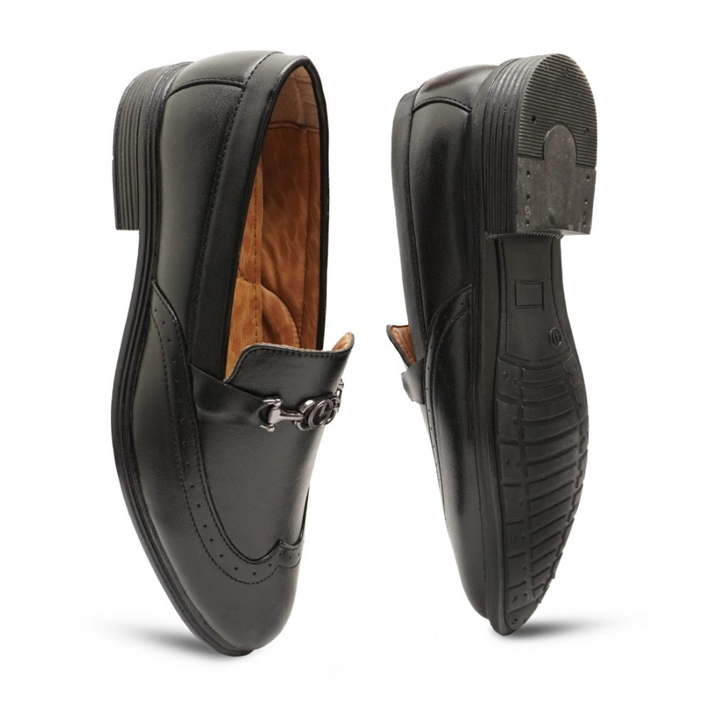 Generic Men's Casual Faux Leather Solid Slip-on Formal Shoes (Black)