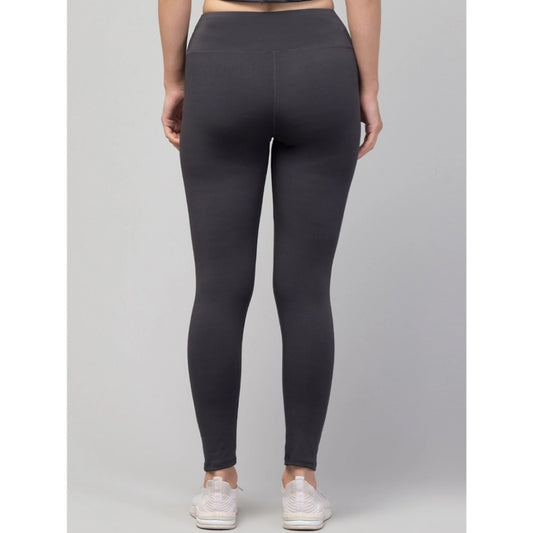 Generic Women's Polyester Solid Ankle Length High-Rise Tights (Grey)