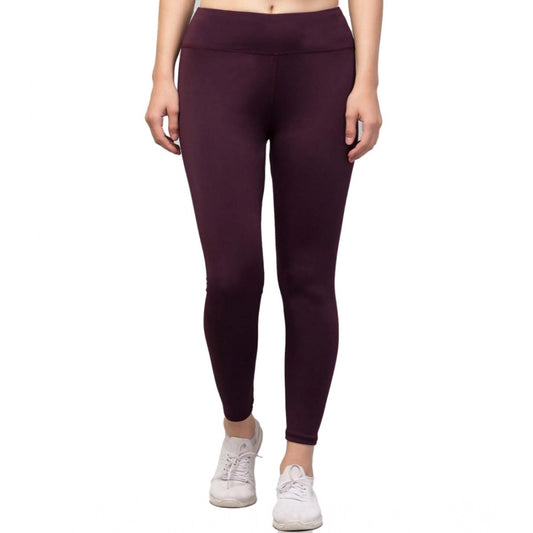 Generic Women's Polyester Solid Ankle Length High-Rise Tights (Purple)
