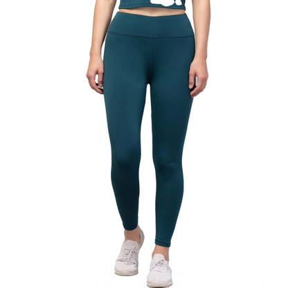 Generic Women's Polyester Solid Ankle Length High-Rise Tights (Green)