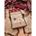 Generic Women's Banarasi Silk Printed Unstitched Salwar Suit Material With Dupatta (Maroon, 3Mtrs)