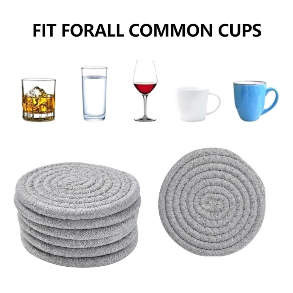 Generic Cotton Rope Drink Coasters 6 Pcs Set (Grey)