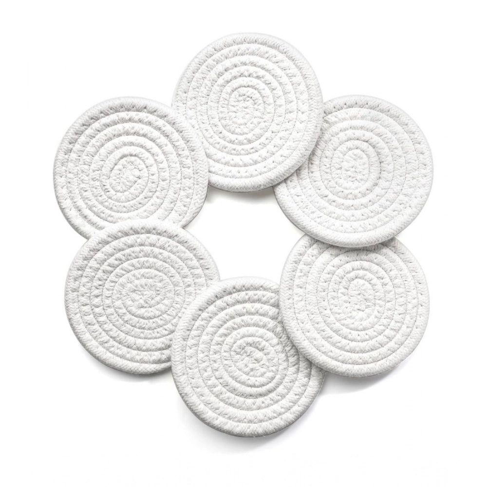 Generic Cotton Rope Drink Coasters 6 Pcs Set (White)