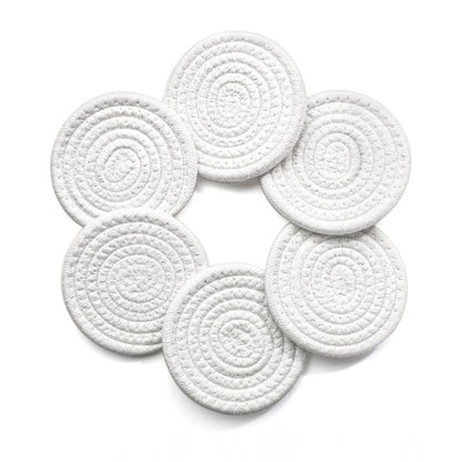 Generic Cotton Rope Drink Coasters 6 Pcs Set (White)