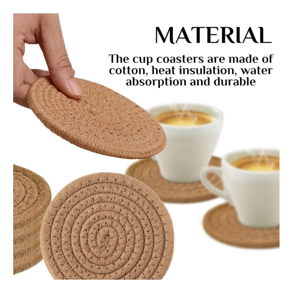 Generic Cotton Rope Drink Coasters 4 Pcs Set (Beige)