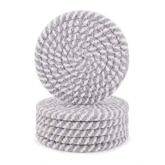 Generic Cotton Rope Drink Coasters 6 Pcs Set (Grey White)