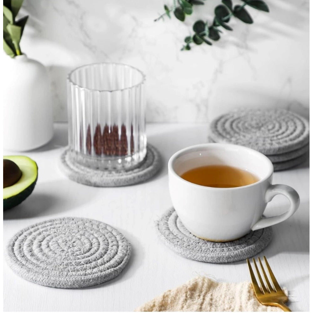 Generic Cotton Rope Drink Coasters 6 Pcs Set (Grey)
