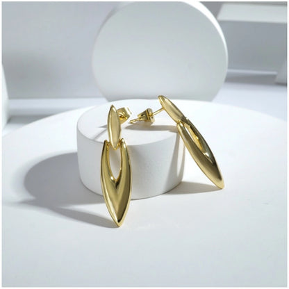 Generic Women's brassNew Gold Tone Polish Mini Office Earrings (Gold Plated)