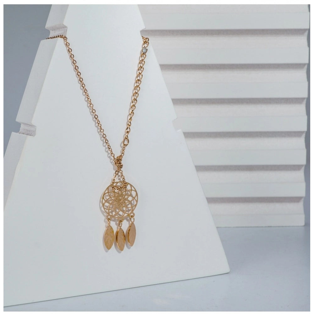 Generic Women's Stainless Steel Dream Catcher Pendent Delicate Chain (Gold Plated)