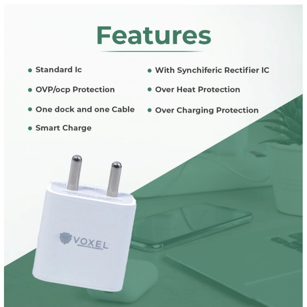 Generic VOXEL 18 Watt Double Usb Port Charger AB Plastic (White)