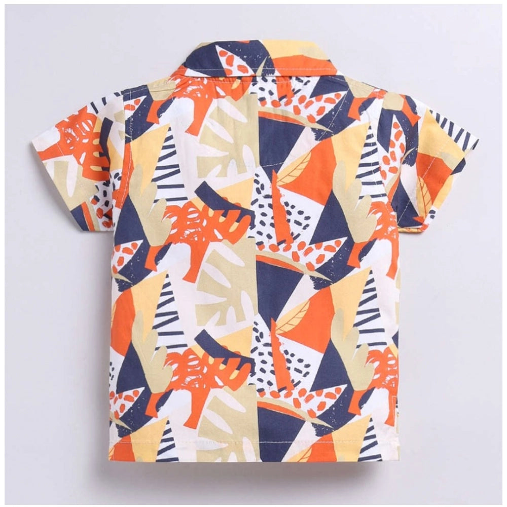 Generic Boy's Lycra Blend Printed Short Sleeve Shirt and Shorts Set (MultiColor)