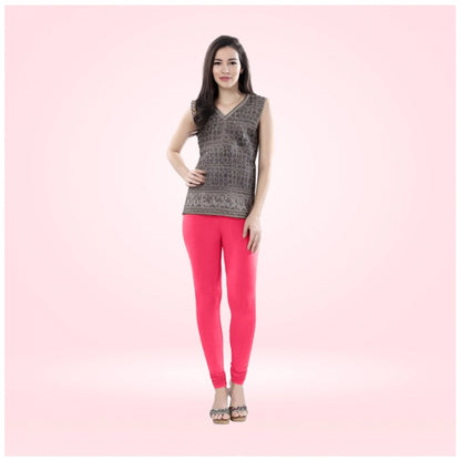 Generic Women's Cotton Blended Solid Churidar leggings (Pink)