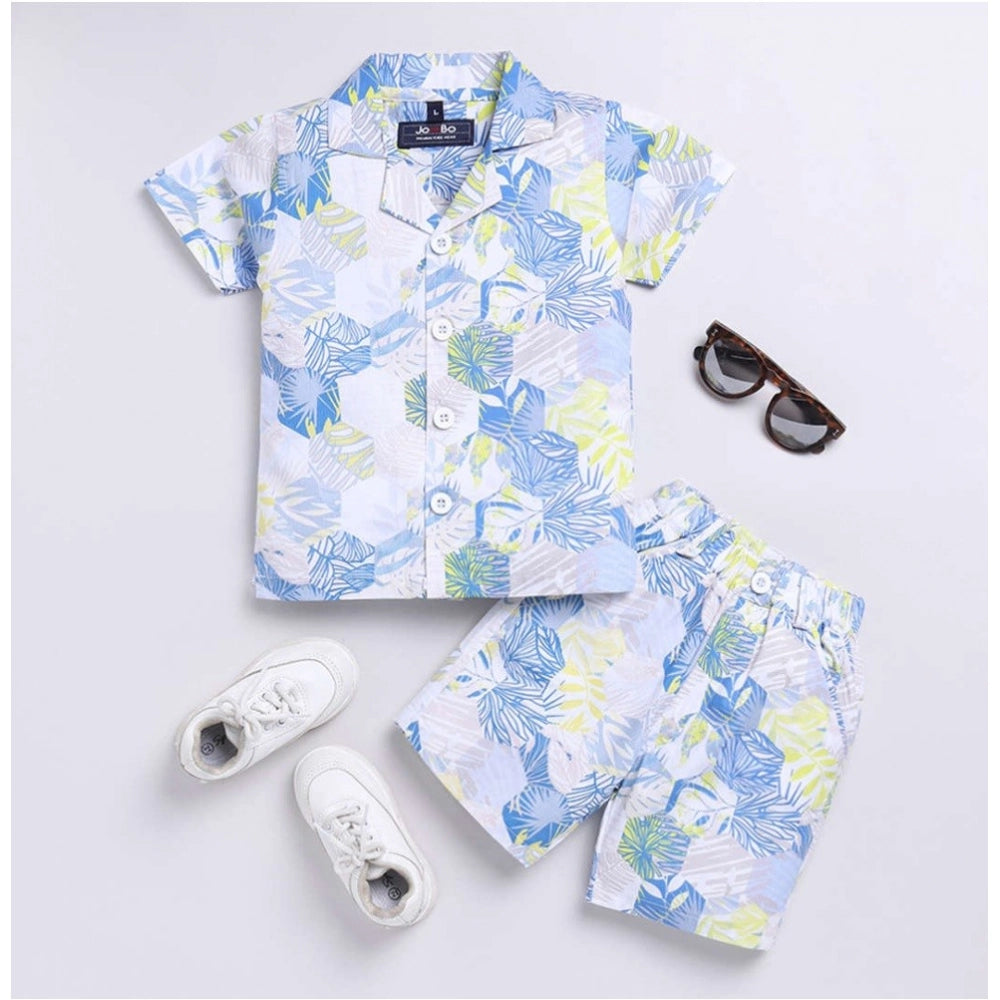 Generic Boy's Cotton Blend Printed Short Sleeve Shirt and Shorts Set (MultiColor)
