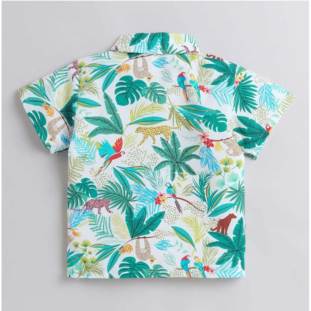 Generic Boy's Lycra Blend Printed Short Sleeve Shirt and Shorts Set (MultiColor)