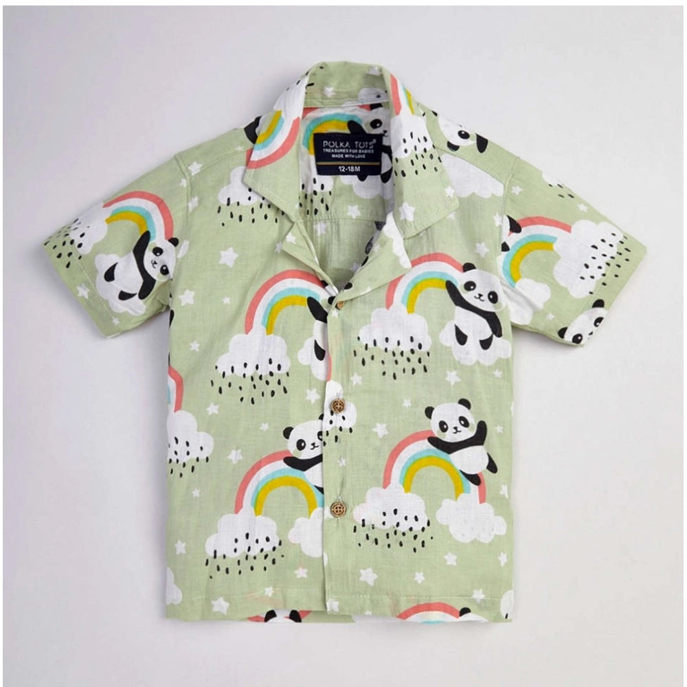 Generic Boy's Lycra Blend Printed Short Sleeve Shirt and Shorts Set (MultiColor)