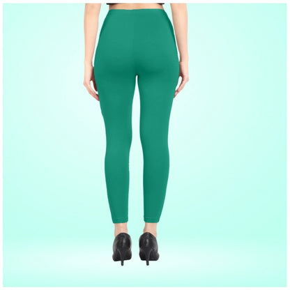 Generic Women's Cotton Blended Solid Ankle legging (Rama Green)