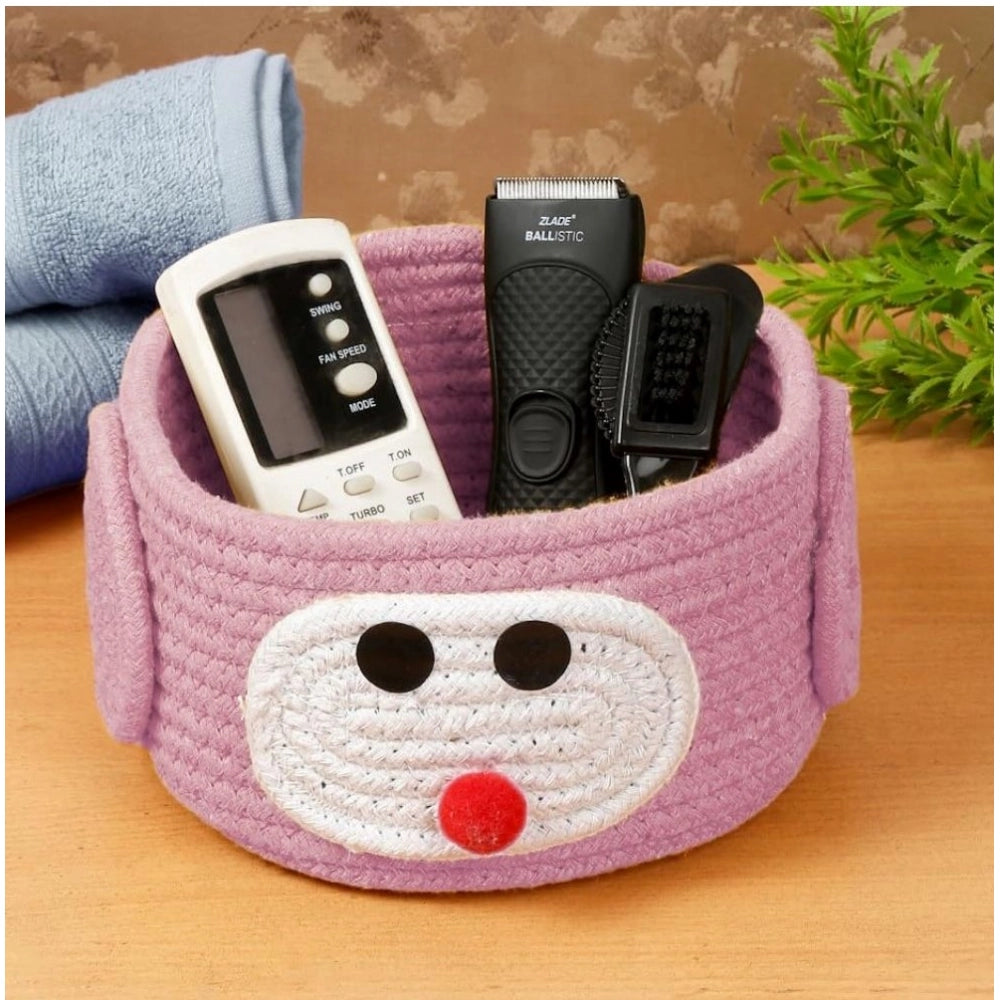 Generic Cotton Pen Holder Pack of 1 Storage Basket For Clothes (Pink)
