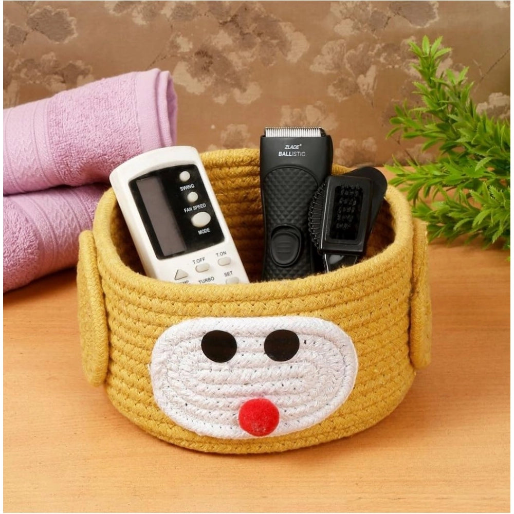Generic Cotton Pen Holder Pack of 1 Storage Basket For Clothes (Yellow)