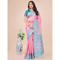 Generic Women's Lichi Silk Printed Saree With Unstitched Blouse 5.5Mtr (Pink)