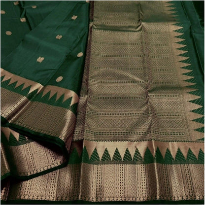 Generic Women's Silk Printed Saree With Unstitched Blouse 5.5Mtr (Green)