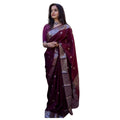 Generic Women's Cotton  Printed Saree With Unstitched Blouse 5.5Mtr (Maroon)