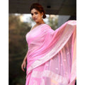 Generic Women's Cotton  Printed Saree With Unstitched Blouse 5.5Mtr (Pink)