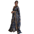 Generic Women's Silk Printed Saree With Unstitched Blouse 5.5Mtr (Grey)