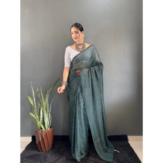 Generic Women's Chiffon Woven Bollywood Saree With Unstitched Blouse (5.5Mtr, Green)
