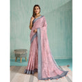 Generic Women's Silk Blend Printed Saree With Unstitched Blouse 5.5Mtr (Pink)