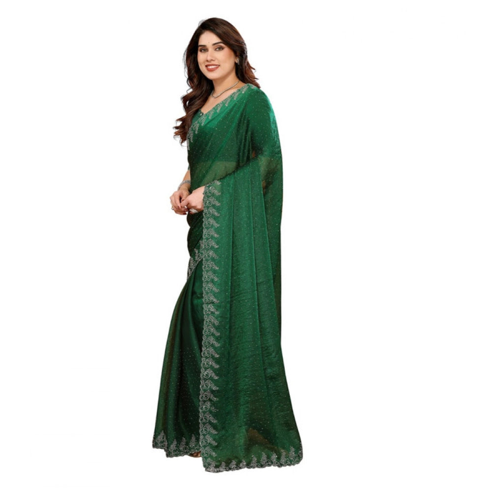 Generic Women's Georgette Printed Saree With Unstitched Blouse 5.5Mtr (Green)