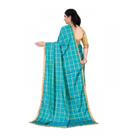 Generic Women's Sana Silk Bandhni Saree With Unstitched Blouse 5.5Mtr (Sky Blue)