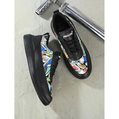 Generic Men's Casual Synthetic Lace-ups Casual Shoes (Black)