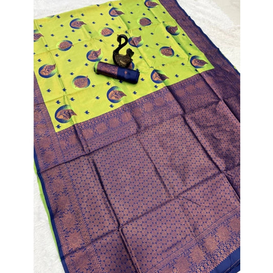 Generic Women's Banarasi Silk Jacquard Work Saree With Unstitched Blouse 5.5Mtr (Lavender)