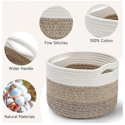 Generic Cotton Kidi 9x7 Inch Pack of 3 Storage Basket For Clothes (Kidi White)