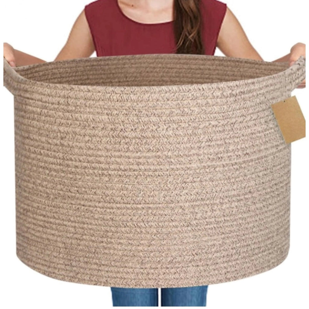 Generic Cotton Kidi 14x12 Inch Pack of 1 Storage Basket For Clothes (Kidi)