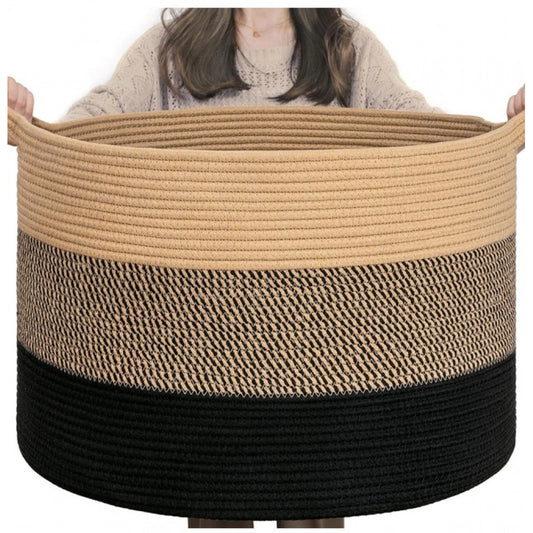 Generic Cotton Mix 16x14 Inch Pack of 1 Storage Basket For Clothes (Multicolor)