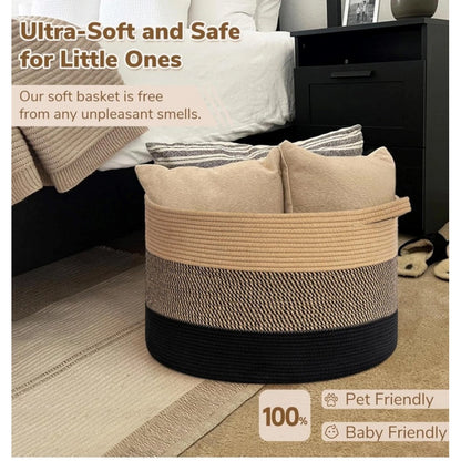 Generic Cotton Mix 16x14 Inch Pack of 1 Storage Basket For Clothes (Multicolor)