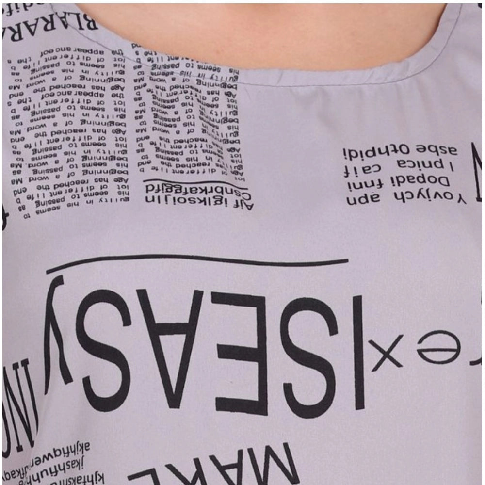 Generic Women's Casual Crepe Sleeveless Slit Dress (Light Grey)