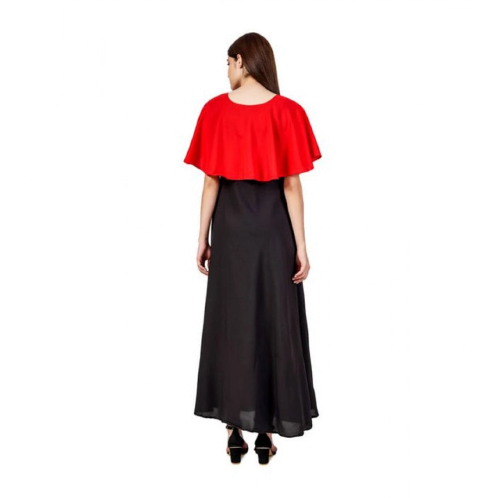 Generic Women's Casual Crepe Sleeveless Cape Dress (Red) TheShopOraStore Generic Women's Casual Crepe Sleeveless Cape Dress (Red) TheShopOraStore