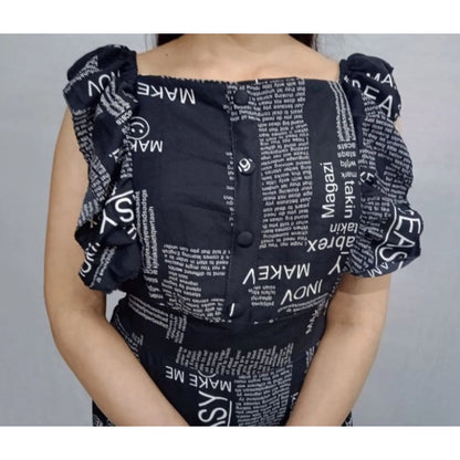 Generic Women's Casual Crepe Sleeveless Dress (Black)