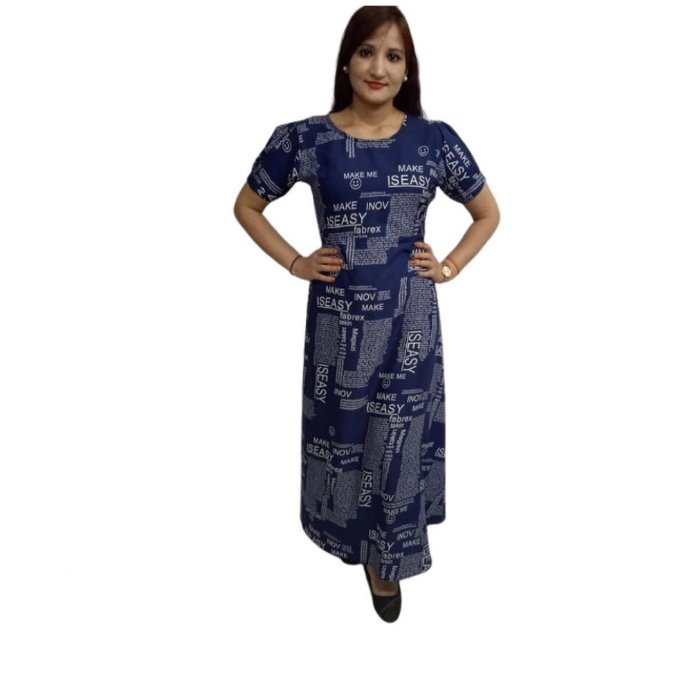 Generic Women's Casual Crepe Half Sleeves Dress (Blue)