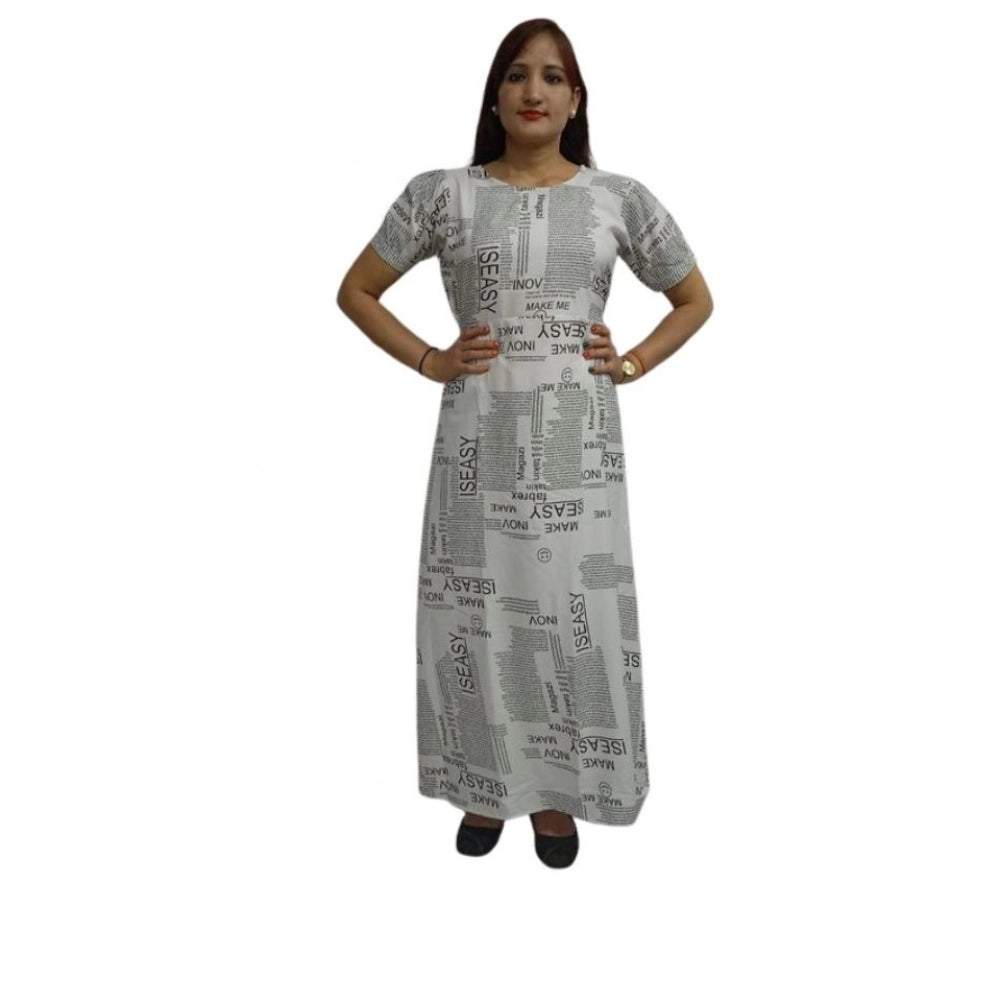 Generic Women's Casual Crepe Half Sleeves Dress (White)