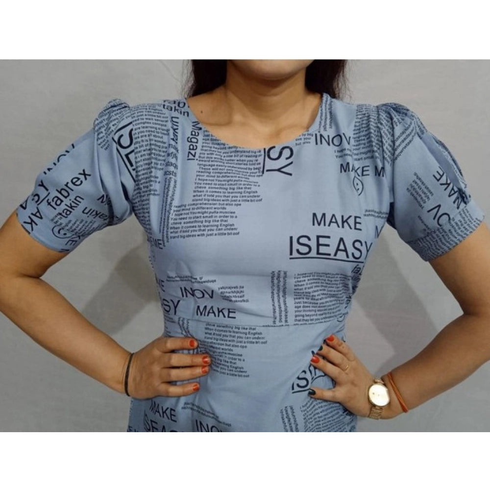 Generic Women's Casual Crepe Half Sleeves Dress (Grey)