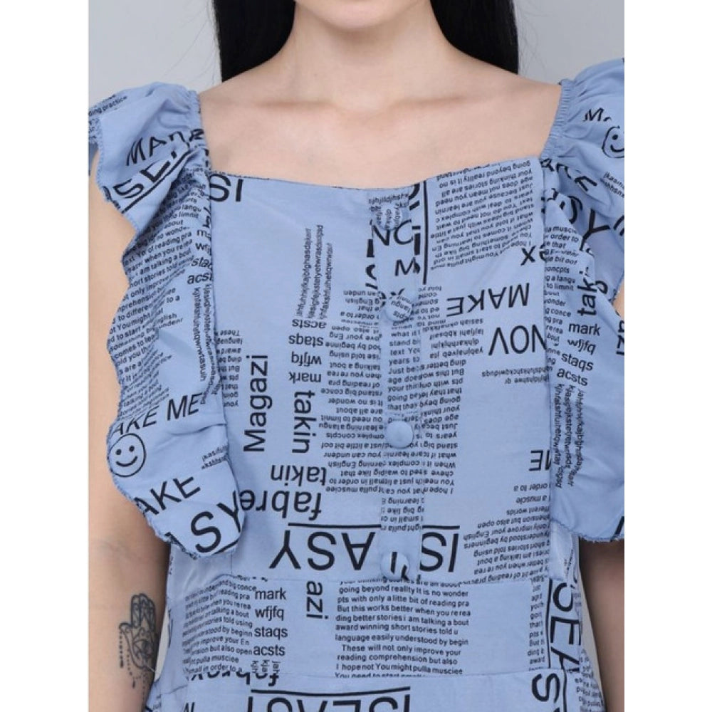 Generic Women's Casual Crepe Sleeveless Dress (Grey)