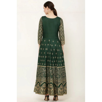 Generic Women's Casual Rayon 3-4th Sleeves Anarkali Kurti (Green)