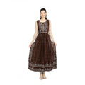Generic Women's Casual Rayon 3-4th Sleeves Kurti (Brown)