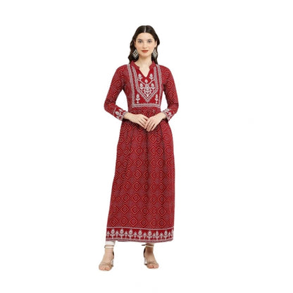 Generic Women's Casual Rayon Full sleeve Kurti (Maroon)